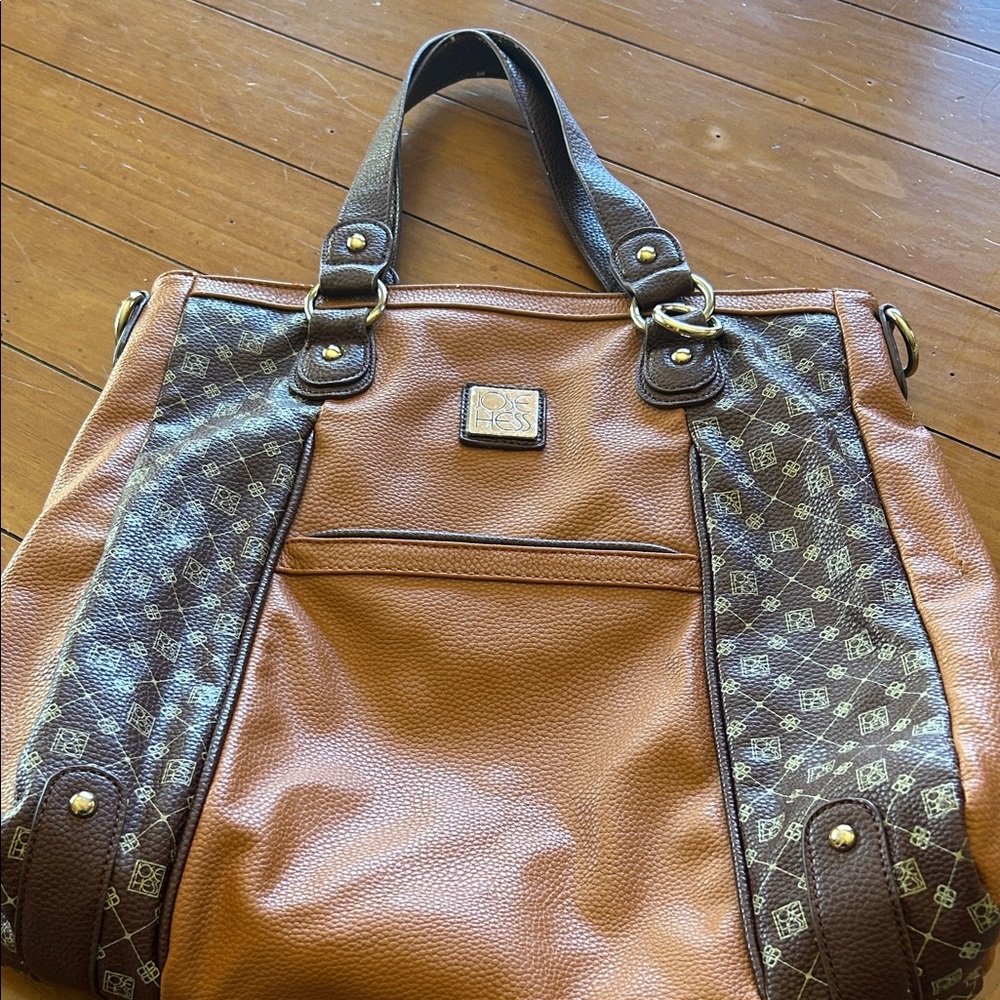 Signature Pattern Two-Tone Brown Shoulder Bag